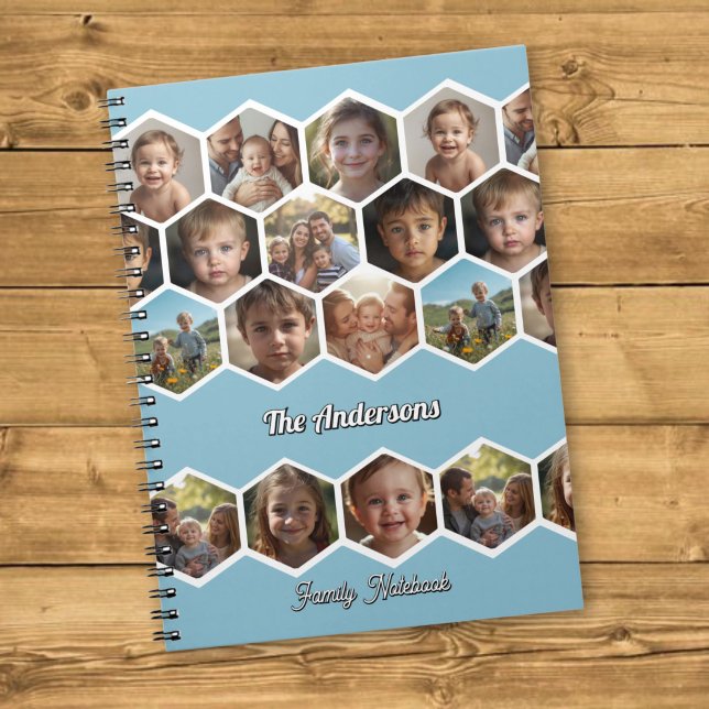 Carnet Collage photo de famille en forme d'hexagone (Créateur téléchargé)