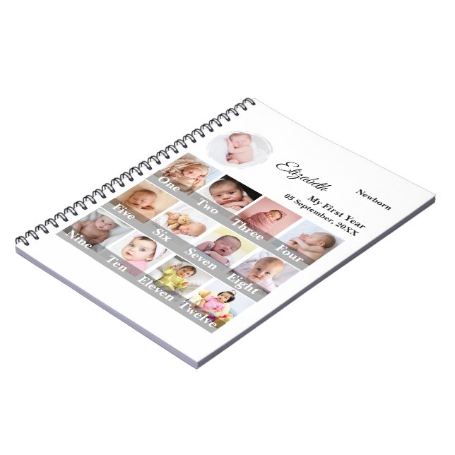 Carnet Collage photo de la première année de bébé 12 mois (Côté gauche)