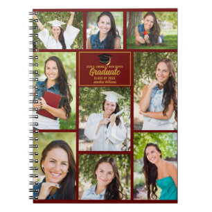 Carnet Collage photo de l'or Maroon 2025 Graduation