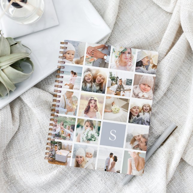 Carnet Collage photo de monogramme de brouillard (Créateur téléchargé)