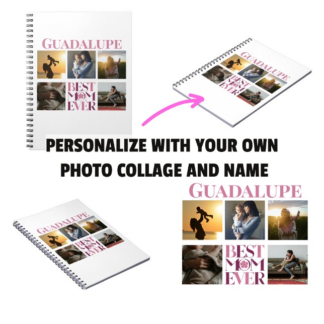 Carnet Collage Photo Meilleure Maman Tendances Rose (Trendy Pink Best Mom Ever Photo Collage Notebook)