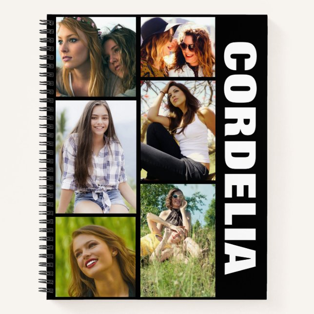 Carnet Collage photo moderne & nom (Devant)