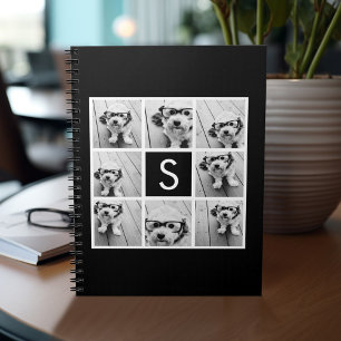 Carnet Collage photo noir et blanc Monogramme personnalis