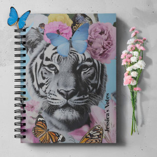 Carnet Collage Retro Pop Art Tiger et Papillons