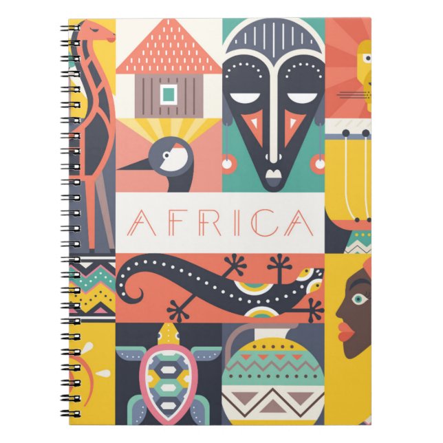 Carnet Collage symbolique africain d'art (Devant)