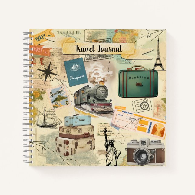Carnet Collage Vintage voyage (Devant)