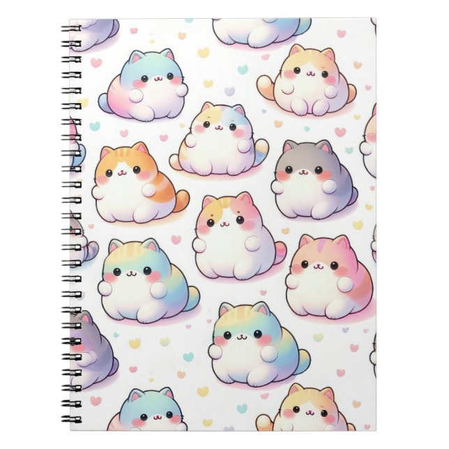 Carnet Collection Chubby Cartoon Chat Avec Coeurs (Devant)