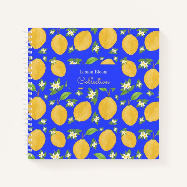 Carnet Collection Lemon Bloom à motif bleu (Devant)
