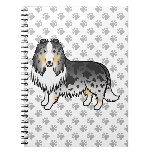 Carnet Colley Rough Blue Merle Mignon Chien de Dessin Ani (Devant)