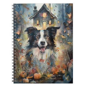 Carnet Collie frontalier d'Halloween avec effroi Citrouil