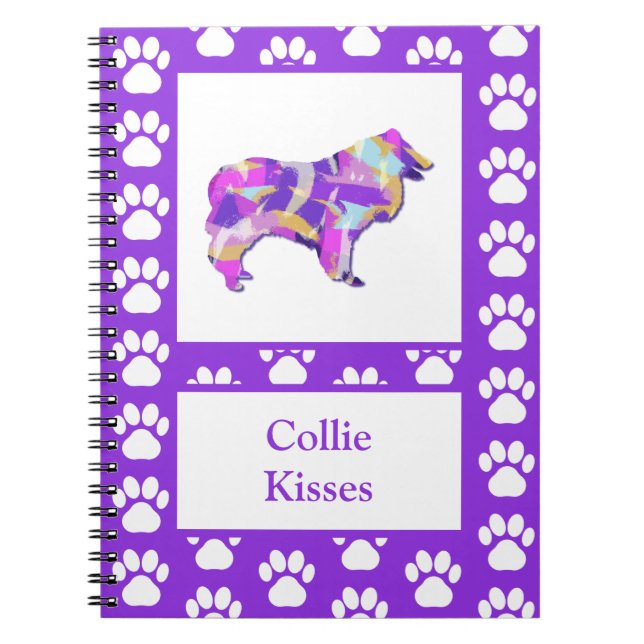 Carnet Collie Rough Kisses Chien Silhouette Purple PY&B (Devant)