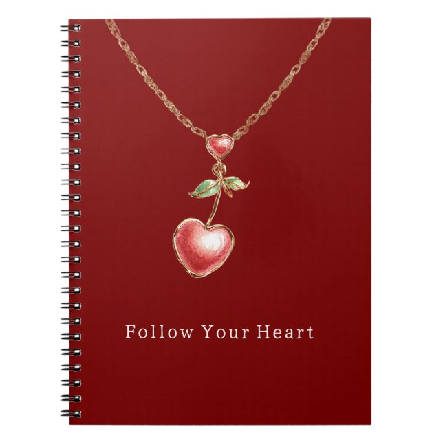 Carnet Collier en or coeurs rouges (Devant)