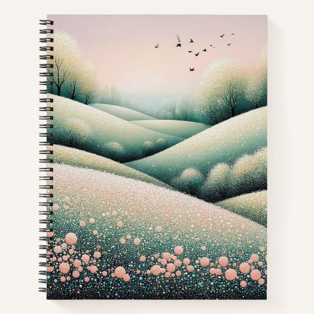 Carnet Collines printanières pittoresques avec des arbres (Devant)