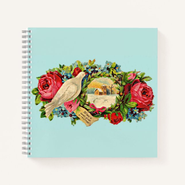 Carnet colombe blanche victorienne et message d'amour (Devant)