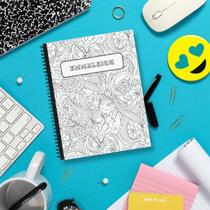 Carnet Color Me In Camellia Flower Motif