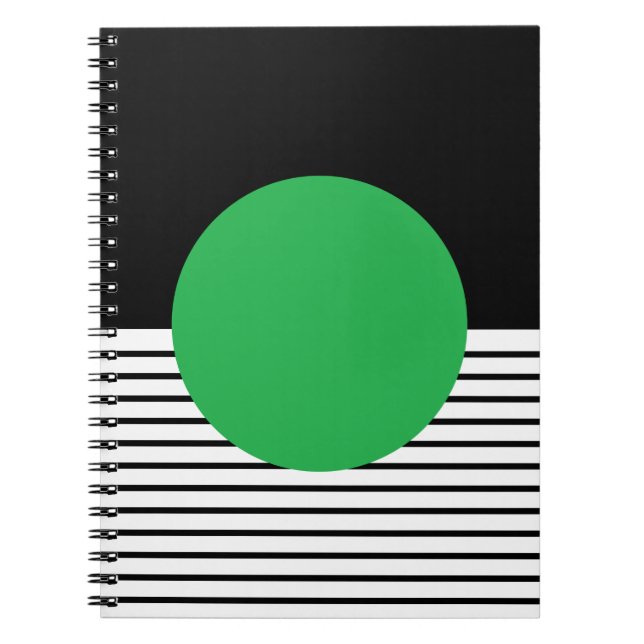 Carnet Colorbloc noir blanc et cercle vert (Devant)
