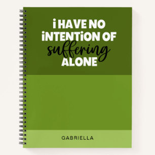 Carnet Colorbloc Vert Funny Souffrant d'une seule typogra