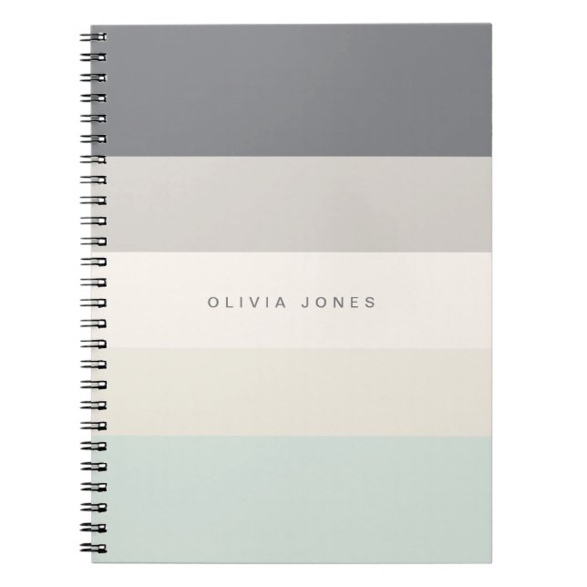 Carnet Colorblock Horizontale Gris et Beige Monogramme (Devant)