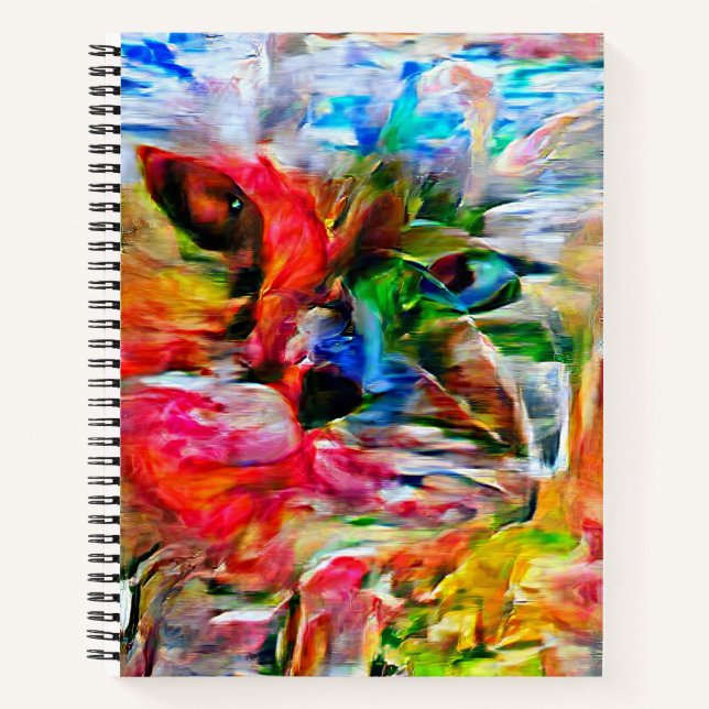 Carnet Coloré Abstrait expressionniste Art Chat Imprimer" (Devant)