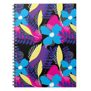 Carnet Coloré Chic Floral & Dot Motif avec Feuilles Pas