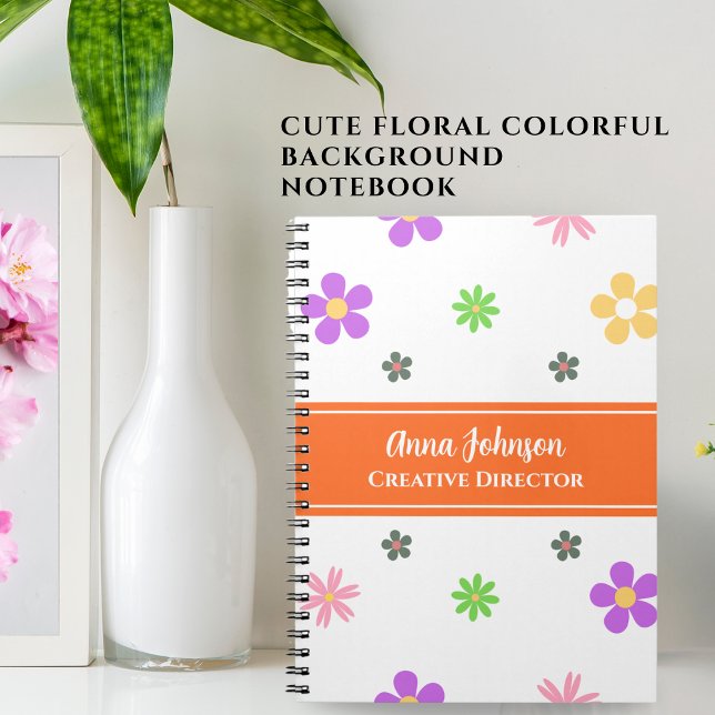 Carnet Coloré Cute Floral Design Nom personnalisé (Créateur téléchargé)