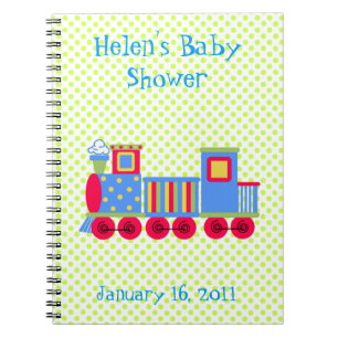 Carnet coloré de baby shower de train de jouet