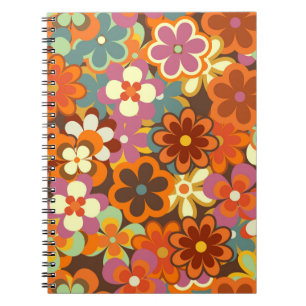 Carnet Coloré Floral vintage Motif sans couture. Rétro 70