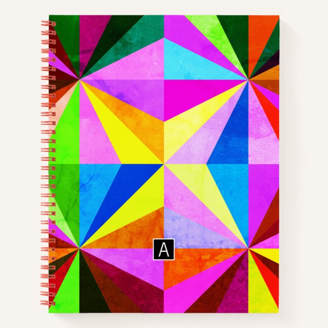 Carnet Coloré Moderne Géométrique Multicolore | Monogramm (Devant)