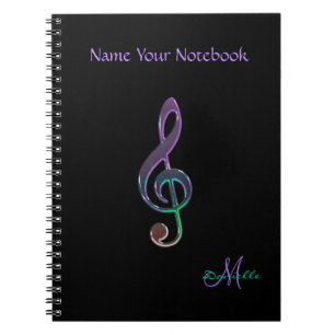 Carnet coloré personnalisé de clef de musique