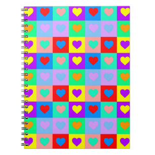 Carnet Colorée Coeur Motif Pop Art