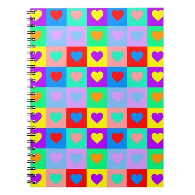 Carnet Colorée Coeur Motif Pop Art (Devant)