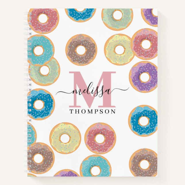 Carnet Colorée Pastel Donuts & Sprinkles Monogram Recette (Devant)