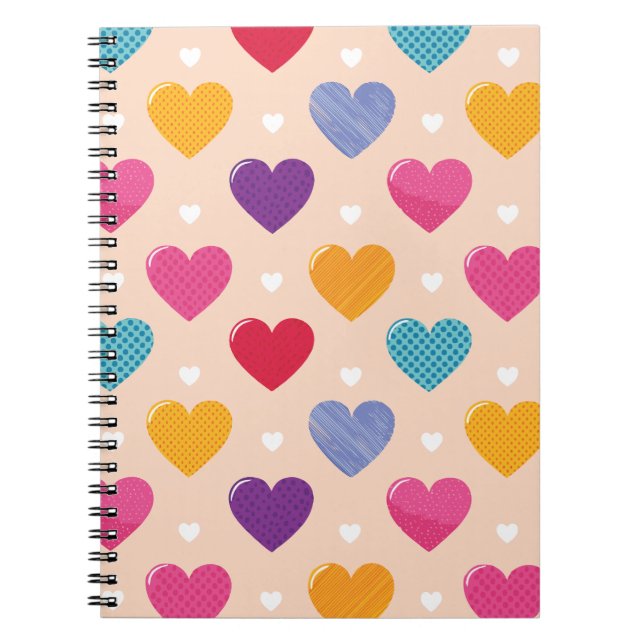 Carnet Colorée Pop Art Motif de coeur (Devant)