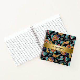 Carnet Colorée tribale vintage floral paisley motif