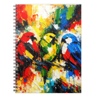 Carnet Colorés Perroquets Abstraits Art des Oiseaux Tropi
