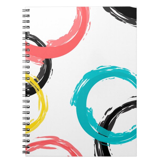 Carnet Colorful, cool, modern,trendy brush stroke circles (Devant)