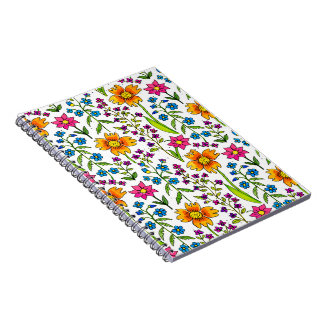Carnet Colorful Hand-Drawn Wildflower Pattern 