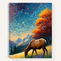 Colorful Meadow Elk with Flowers Art