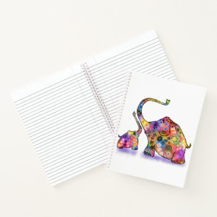 Carnet Colorful Mother and Baby Elephant Notebook