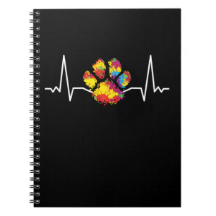 Carnet Colorful Paw Heartbeat Amour Animaux