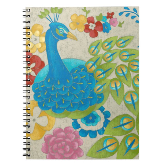 Carnet Colorful Peacock et Fleurs (Devant)