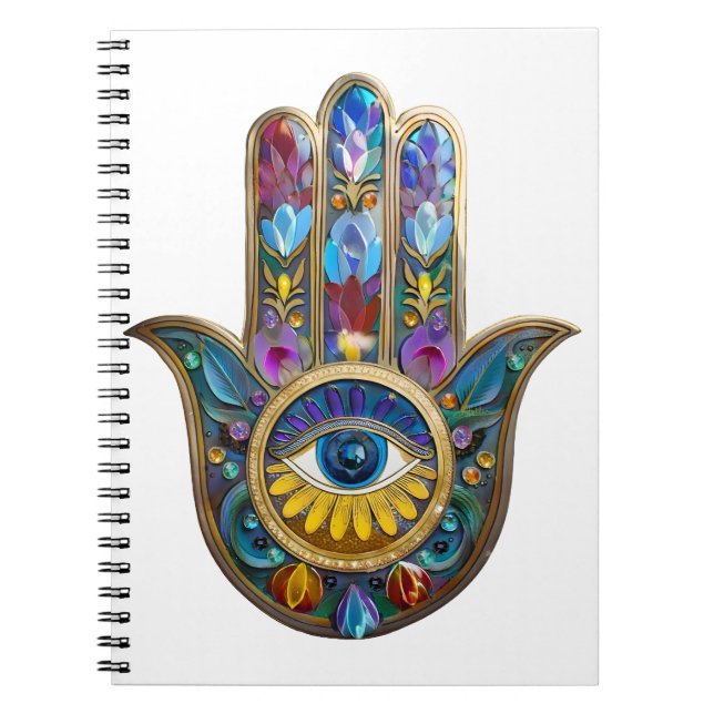 Carnet Colorful Petals Leaves Hamsa Sapphire Third Eye (Devant)