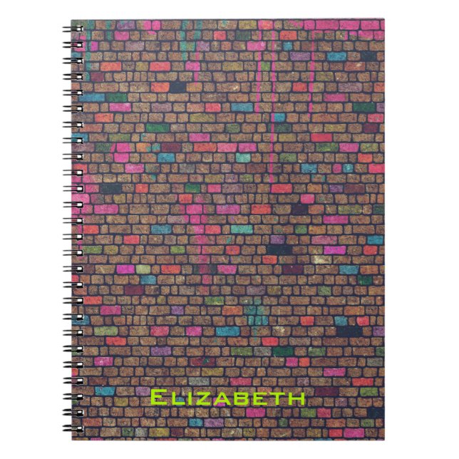 Carnet Colorful Rustic Brick Wall Texture Personalized (Devant)