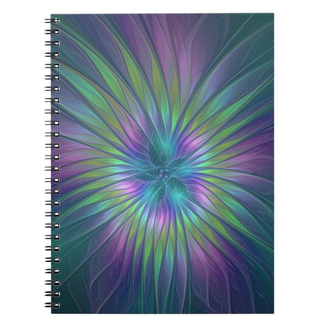 Carnet Colorful Shiny Fantasy Flower Abstract Fractal Art (Devant)