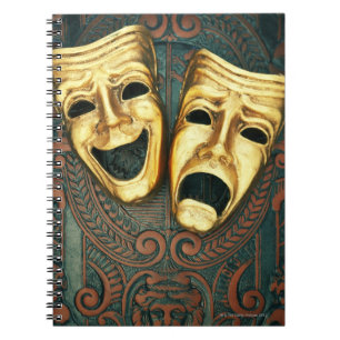 Carnet Comédie dorée et masques de tragédie sur modèle