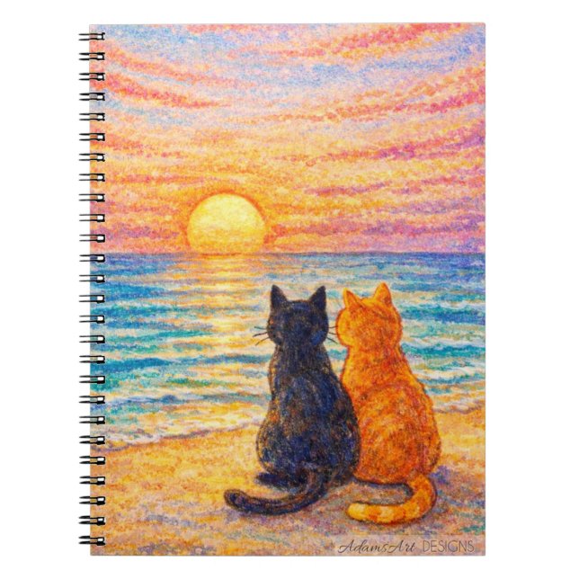 Carnet Compagnons du coucher de soleil Chats Vue sur l'oc (Devant)