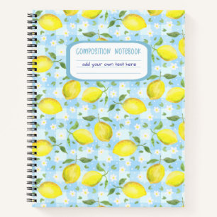 Carnet Composition Carreaux Bleus Citrons et Pâquerettes