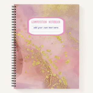 Carnet Composition d'encre de Parties scintillant rose et