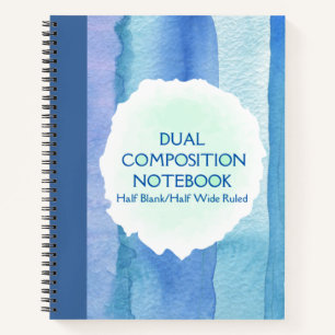 CARNET COMPOSITION DOUBLE BLEU DEMI BLANC/LARGE RUPTÉ