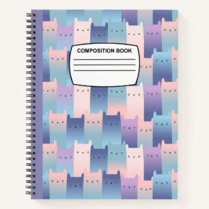 Carnet Composition en spirale de chats violets et intempo